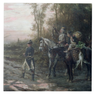 A Foraging Party Returning to Camp (oil on canvas) Tile