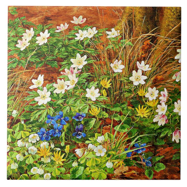 A Forest Floor with Anemones and Violets Tile (Front)