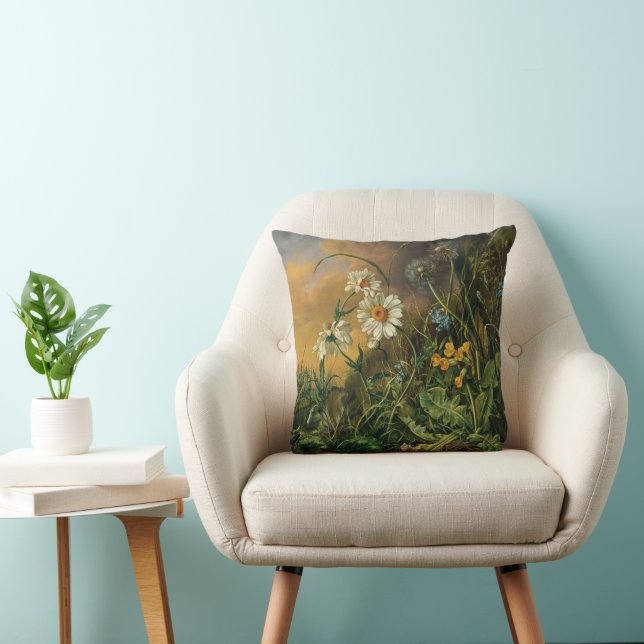 A Forest Floor with Daisies, Primroses, ... Cushion (Chair)