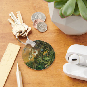 A Forest Floor with Daisies, Primroses, ... Key Ring