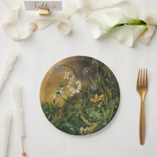 A Forest Floor with Daisies, Primroses, ... Paper Plate