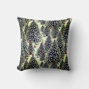 A Forest of Snow Covered Christmas Trees Cushion
