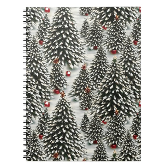 A Forest of Snow Covered Christmas Trees  Notebook (Front)