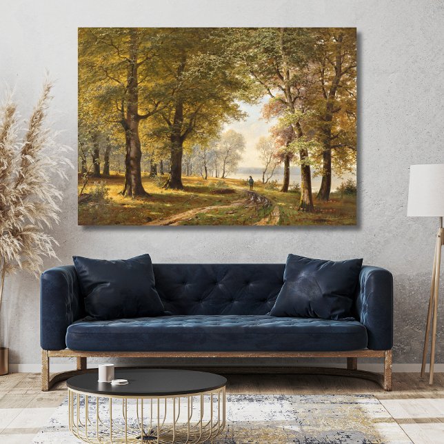 A Forest Path with Hiker in Autumn Canvas Print (Creator Uploaded)