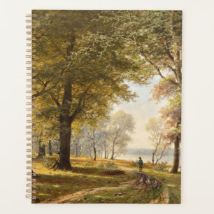 A Forest Path with Hiker in Autumn Planner