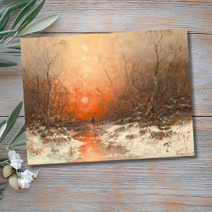 A Forest Path with Hunter at Sunset  Postcard