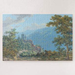 A Fortress in a Mountain Landscape at Sunrise Jigsaw Puzzle