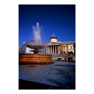 A fountain Trafalgar Square London Poster