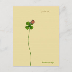 A Four clover and a ladybug to wish Good Luck Postcard