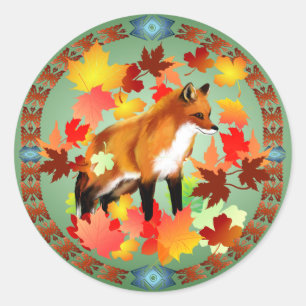 A FOX in FALL Classic Round Sticker
