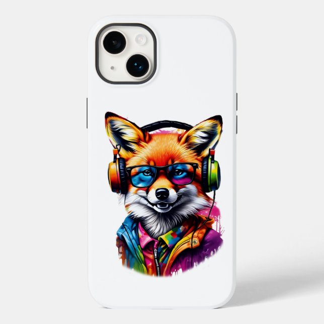 A fox in headphones and glasses Case-Mate iPhone case (Back)