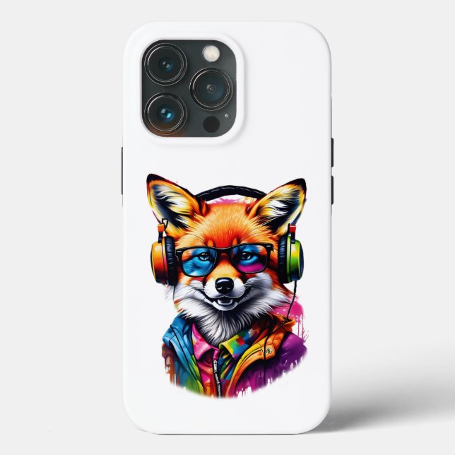 A fox in headphones and glasses Case-Mate iPhone case (Back)