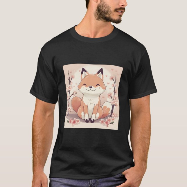 A Foxtastic Journey Through Cherry Blossom Fields  T-Shirt (Front)