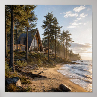 A-frame Cabin by Lakeside Poster