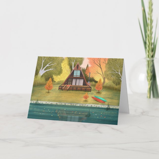 A-Frame Cabin House Blank Card (Front)