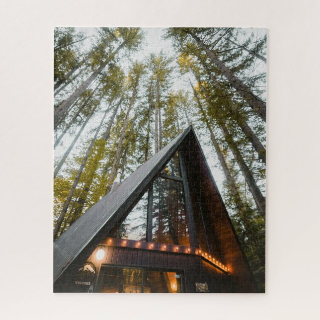 A-FRAME CABIN IN WOODS JIGSAW PUZZLE (Vertical)