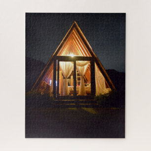 A FRAME CABIN NIGHT JIGSAW PUZZLE
