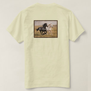 A framed image of two Running majestic horses t-sh T-Shirt