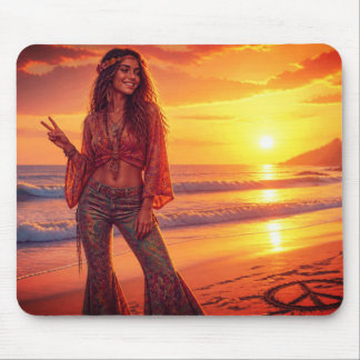 A Free Spirit On the Beach With Bell Bottoms Mouse Pad
