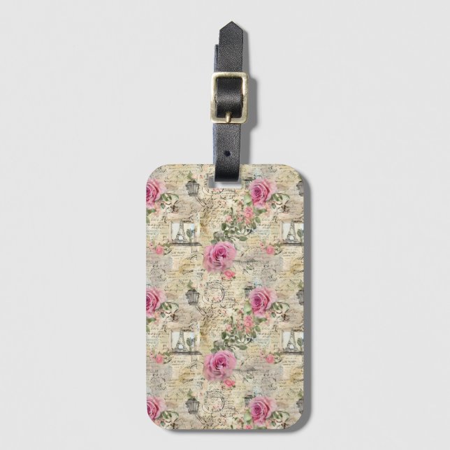 A French Ephemera Design Series 1 Luggage Tag (Front Vertical)