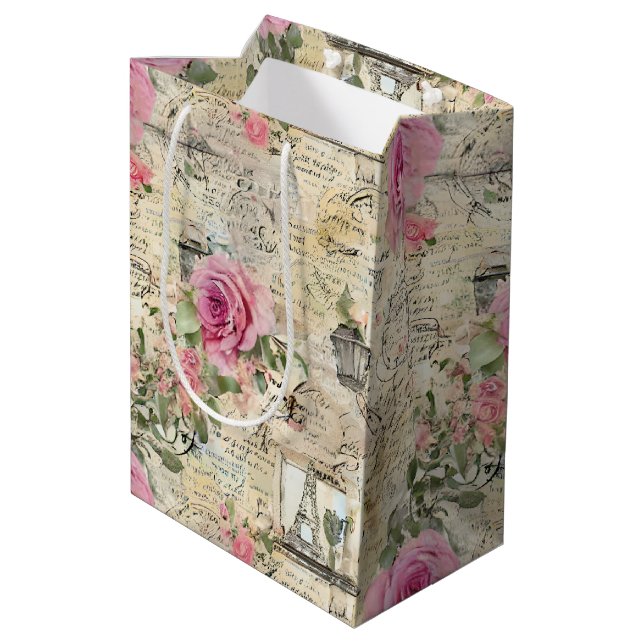 A French Ephemera Design Series 1 Medium Gift Bag (Back Angled)