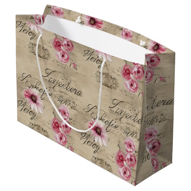 A French Ephemera Design Series 20 Large Gift Bag (Back Angled)