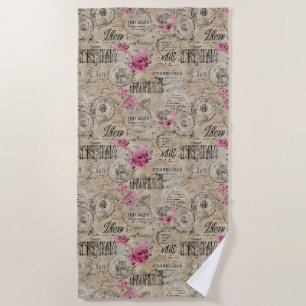 A French Ephemera Design Series 24 Beach Towel