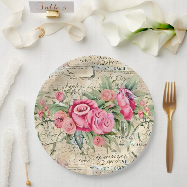 A French Ephemera Design Series 26 Paper Plate (Wedding)