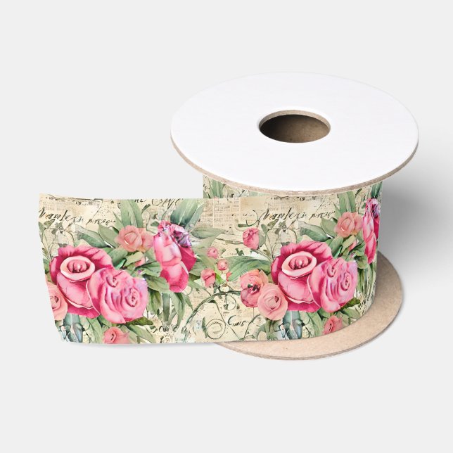 A French Ephemera Design Series 26 Satin Ribbon (Spool)