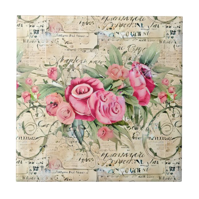 A French Ephemera Design Series 26 Tile (Front)