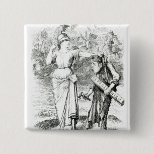 A French Lesson', cartoon from 'Punch' 15 Cm Square Badge