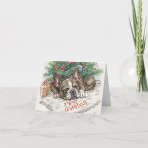 A frenchy dog merry christmas holiday card