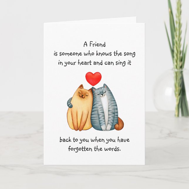 A Friend Friendship Love Quote Cute Cats  Card (Front)