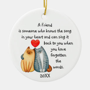 A Friend Friendship Love Quote Cute Cats Ceramic O Ceramic Tree Decoration
