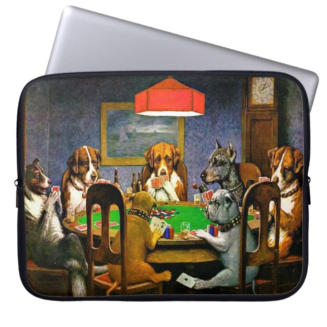 A Friend in Need, Dogs Playing Poker, Laptop Sleeve (Front)