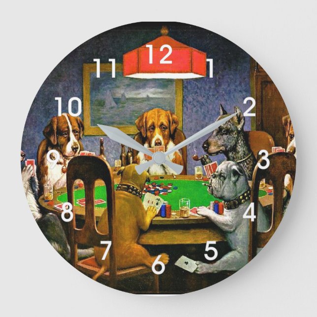 A Friend in Need, Dogs Playing Poker, Large Clock (Front)