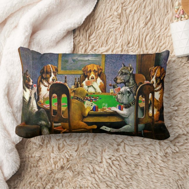 A Friend in Need, Dogs Playing Poker, Lumbar Cushion (Blanket)