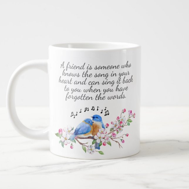 A Friend Is Quote Floral Friendship Large Coffee Mug (Left)