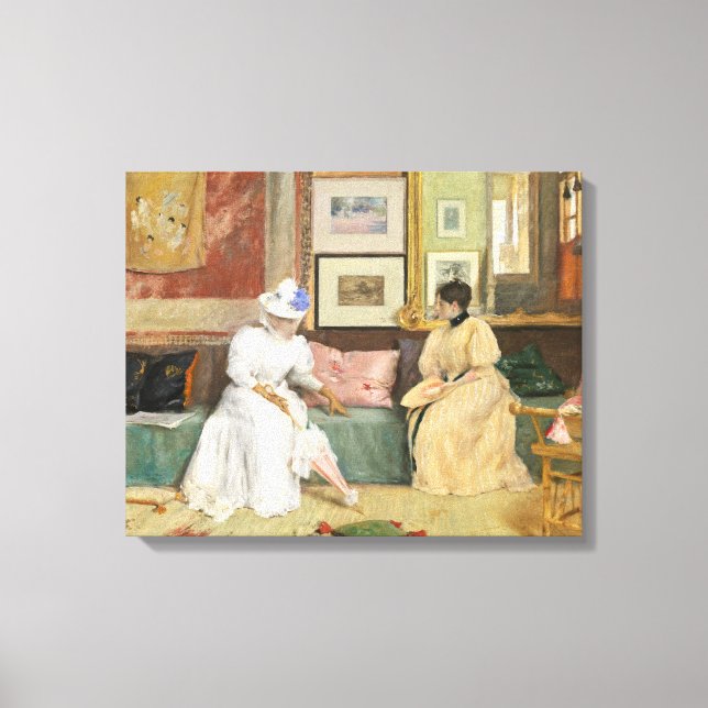 A Friendly Call, 1895 (oil on canvas) Canvas Print (Front)