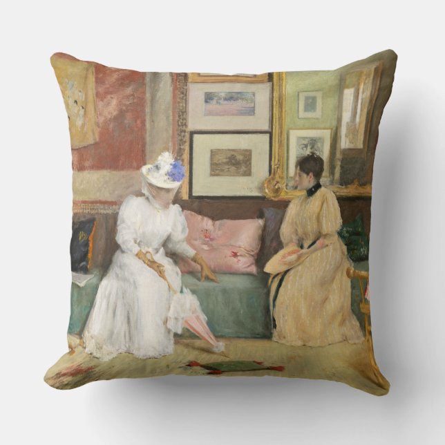 A Friendly Call, 1895 (oil on canvas) Cushion (Front)