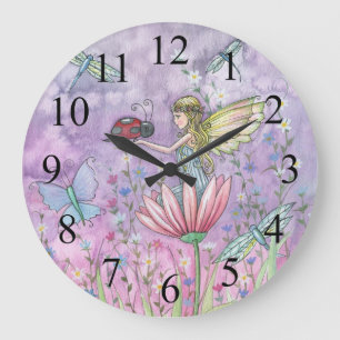 A Friendly Encounter Fairy and Ladybug Clock