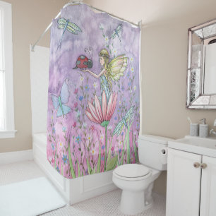 A Friendly Encounter Fairy Ladybug Art Shower Curtain