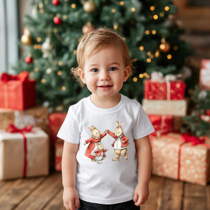 a friendly family of rabbits at Christmas Baby T-Shirt