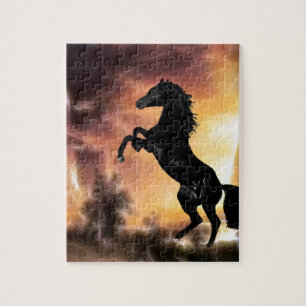 A Friesian Stallion horse rearing Jigsaw Puzzle