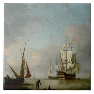 A Frigate in Calm Water Tile