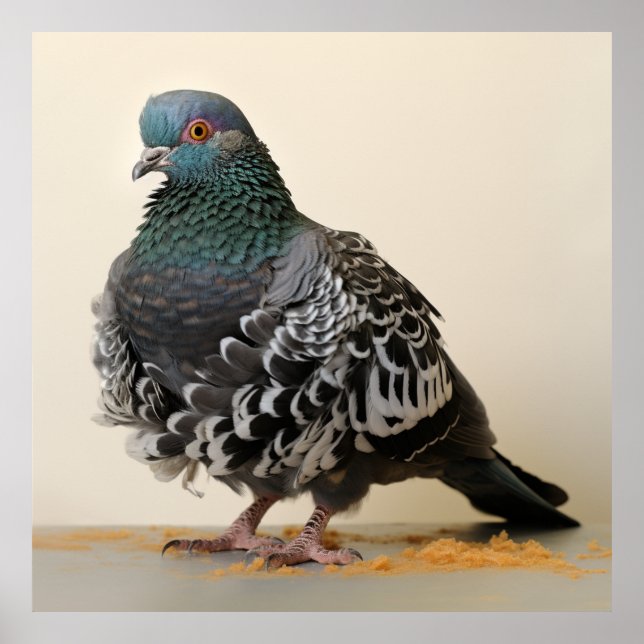 A frillback pigeon with curly feathers poster (Front)