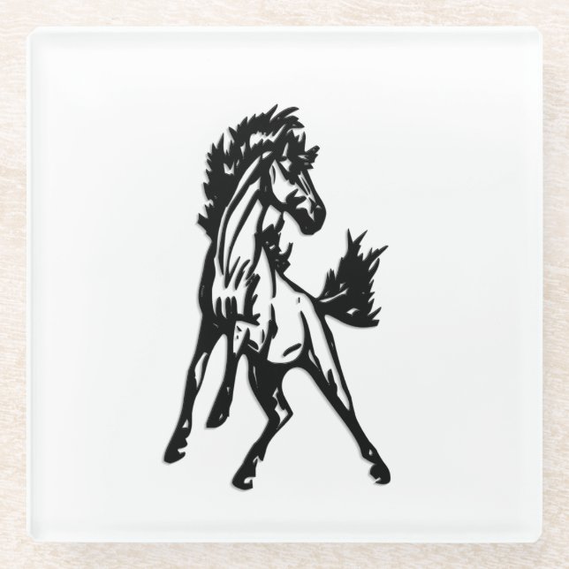 A Frisky Jumping Horse Glass Coaster (Front)