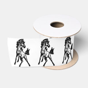 A Frisky Jumping Horse in the Wild Satin Ribbon