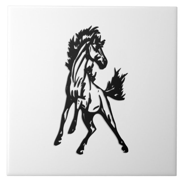 A Frisky Jumping Horse in the Wild Tile (Front)