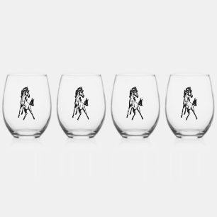 A Frisky Jumping Horse Stemless Wine Glass